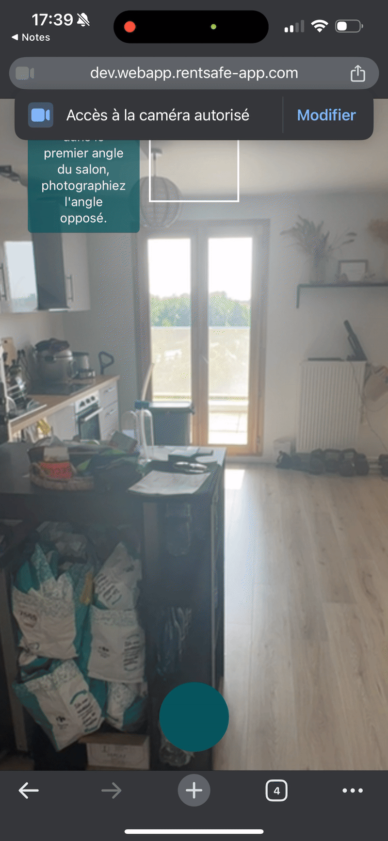 Interface Rentsafe - Check-in réalisé par le voyageur